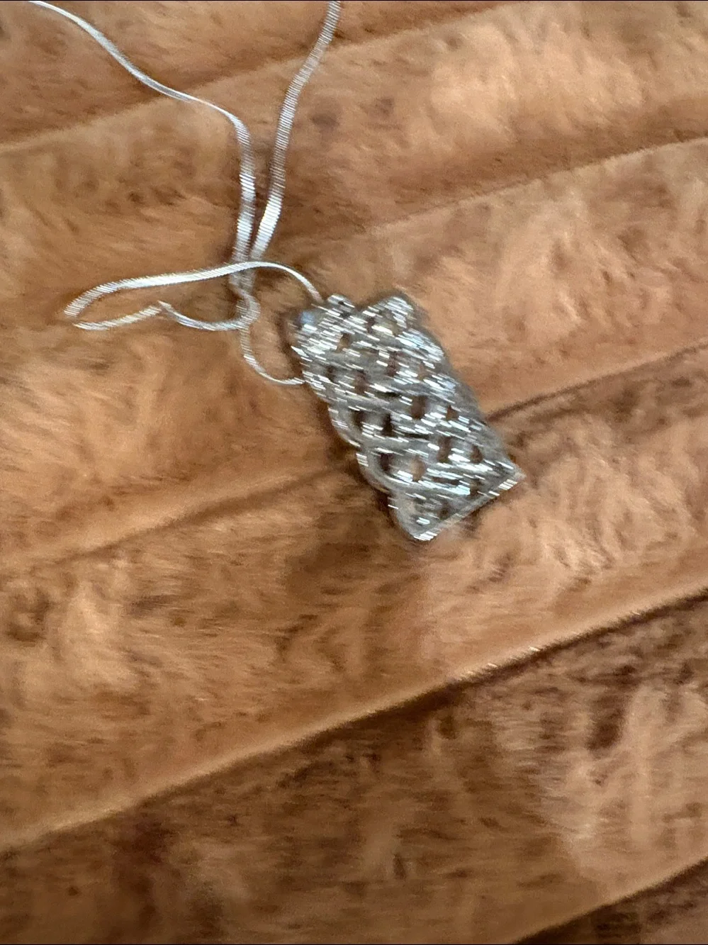 Sterling Silver CZ Pavé Rectangle Pendant Necklace - Silver